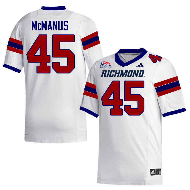 Richmond Spiders #45 Will McManus College Football Jerseys,Uniforms-White